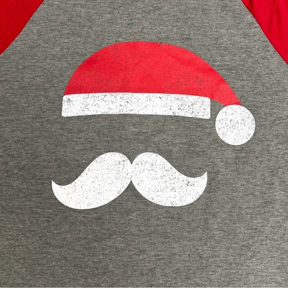 Women's Modern Lux fun Santa Graphic Tee 3/4 Raglan Sleeve Junior Fit Cotton L - Picture 5 of 8